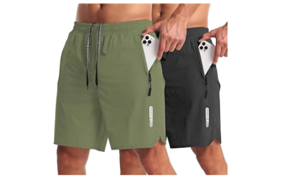 CANGHPGIN 2 Pack Mens Workout Athletic Shorts 7 inch Inseam Quick Dry Hiking Shorts Men Lightweight Sports Gym Shorts Running