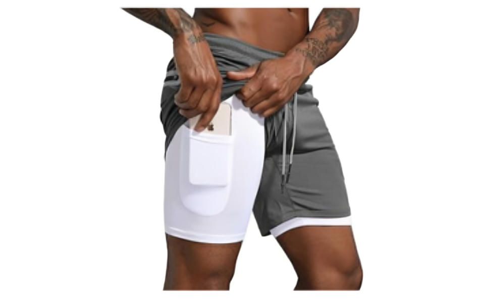 Leidowei Men's 2 in 1 Workout Running Shorts Lightweight Training Yoga Gym 7" Short with Zipper Pockets