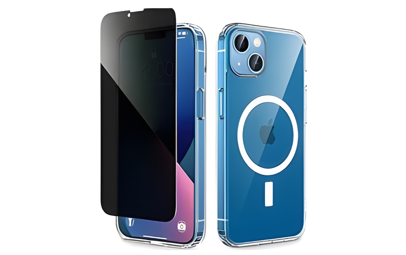 VEGO for iPhone 13 Case & iPhone 14 Case, [with Privacy Screen Protector] [Anti Spy] [Compatible with MagSafe], Crystal Clear Resist Scratches Slim Cover for iPhone 13 / iPhone 14 6.1" - Transparent