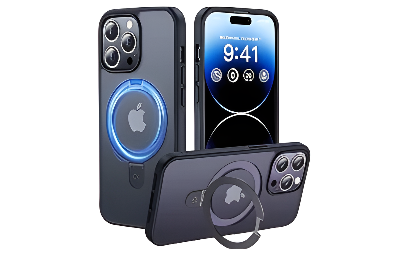 CASEKOO Genuine Official Magnetic Ring Stand for iPhone 14 Pro Case [Military Drop Protection] [Compatible with MagSafe] Shockproof Matte Translucent Slim Phone Case 6.1'' 2022, Black