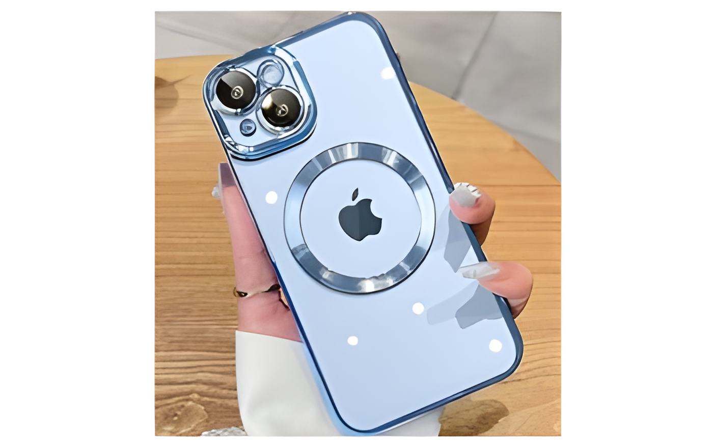 JUESHITUO Magnetic Metallic Glossy Clear for iPhone 14 Plus Case with Full Camera Cover Protection [No.1 Strong N52 Magnets] [Military Grade Drop Protection] for Women Girls Phone Case (6.7")-Blue